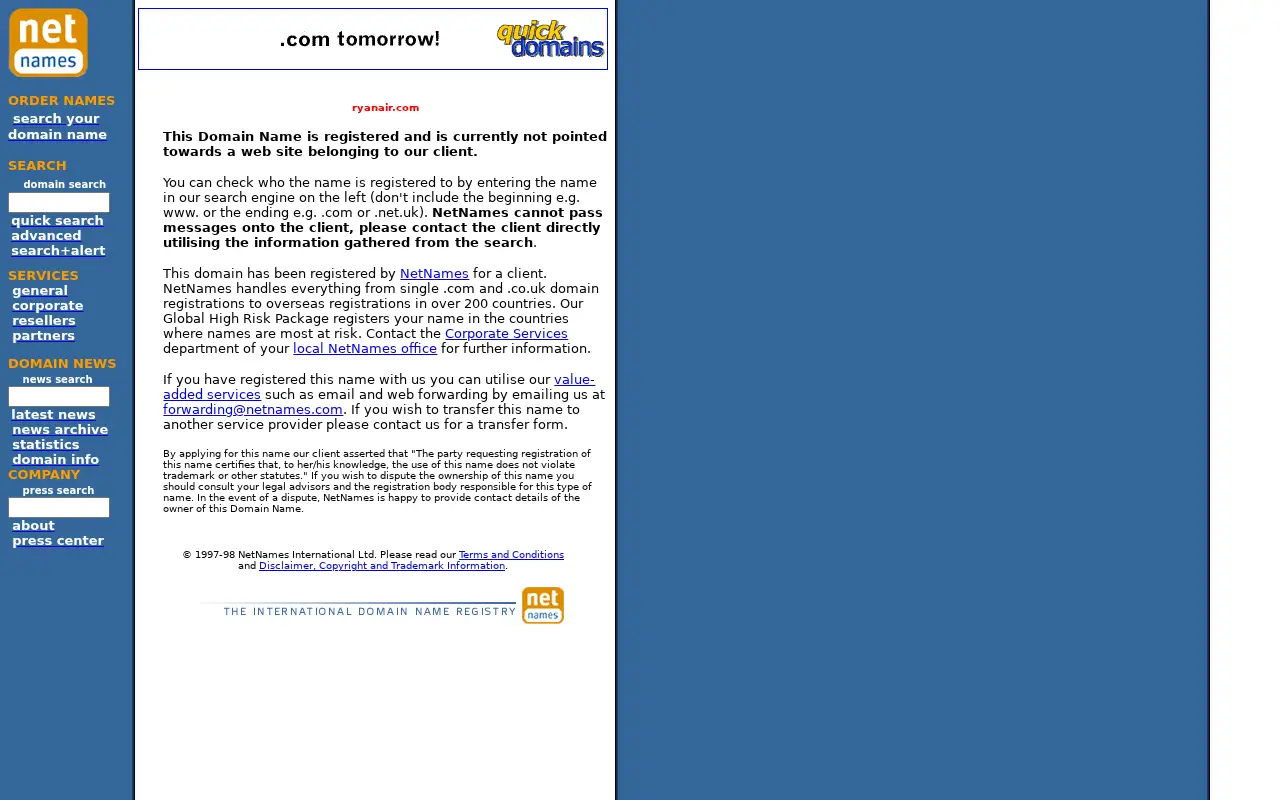 ryanair.com in 1999