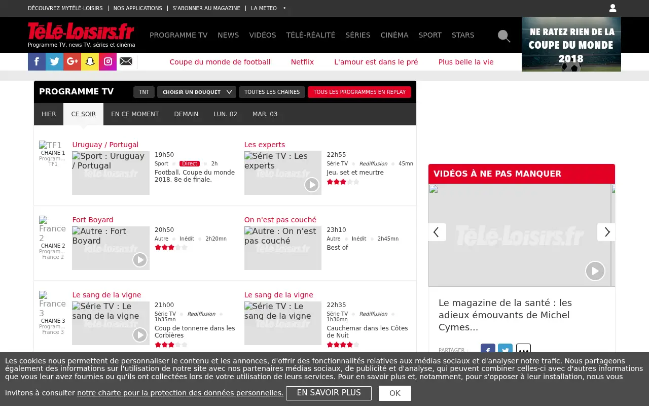 programme-tv.net in 2018
