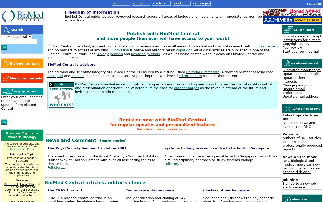 biomedcentral.com in 2001