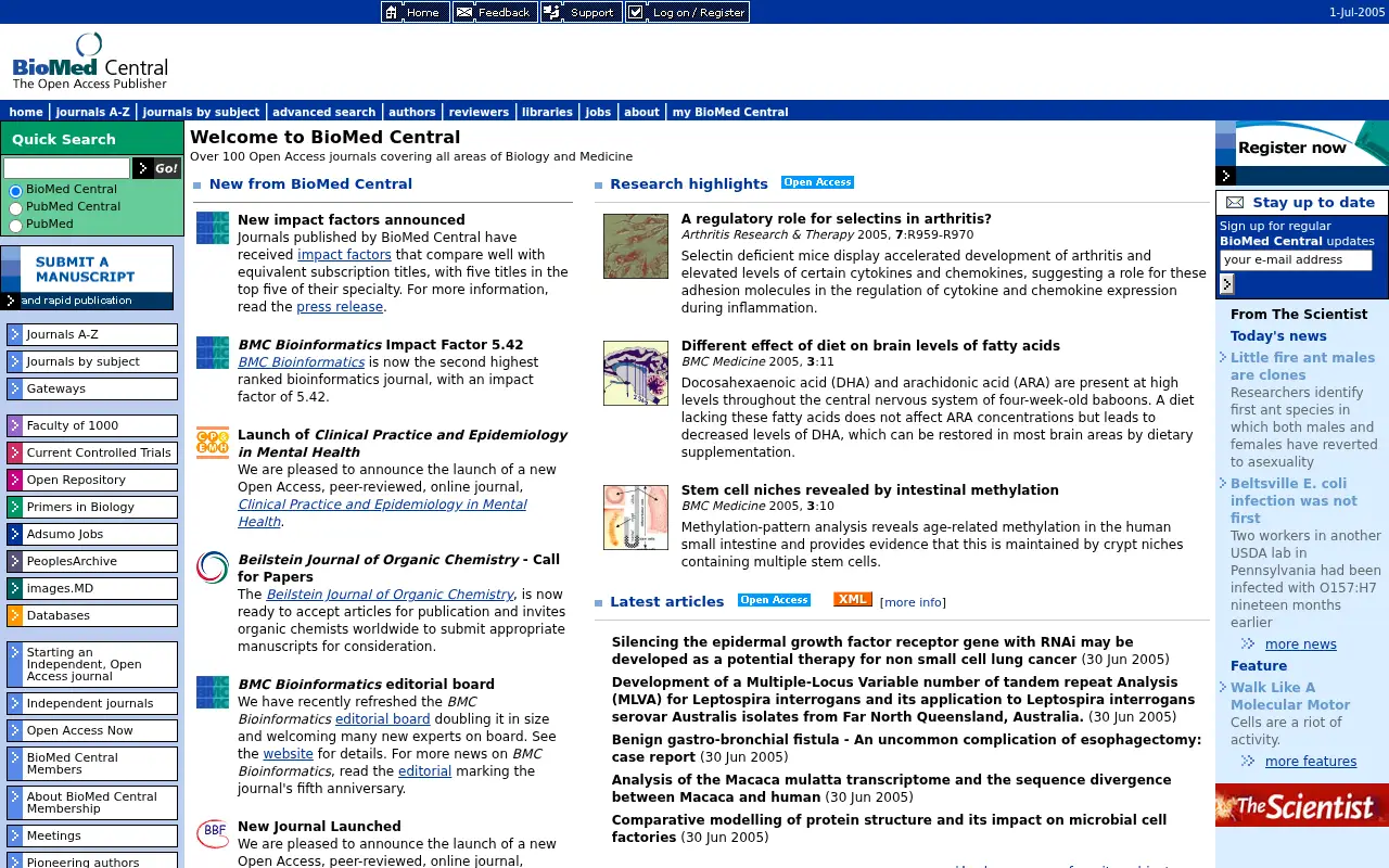 biomedcentral.com in 2005