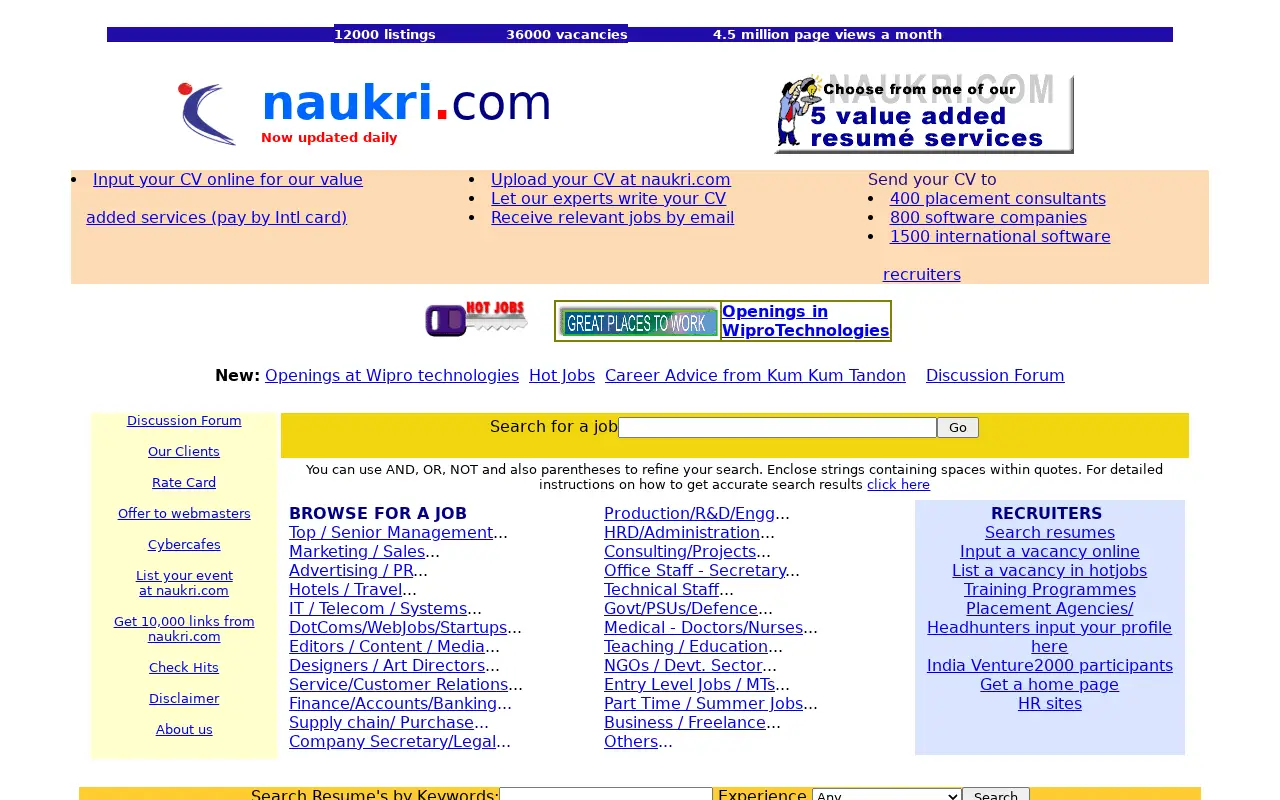 naukri.com in 2000