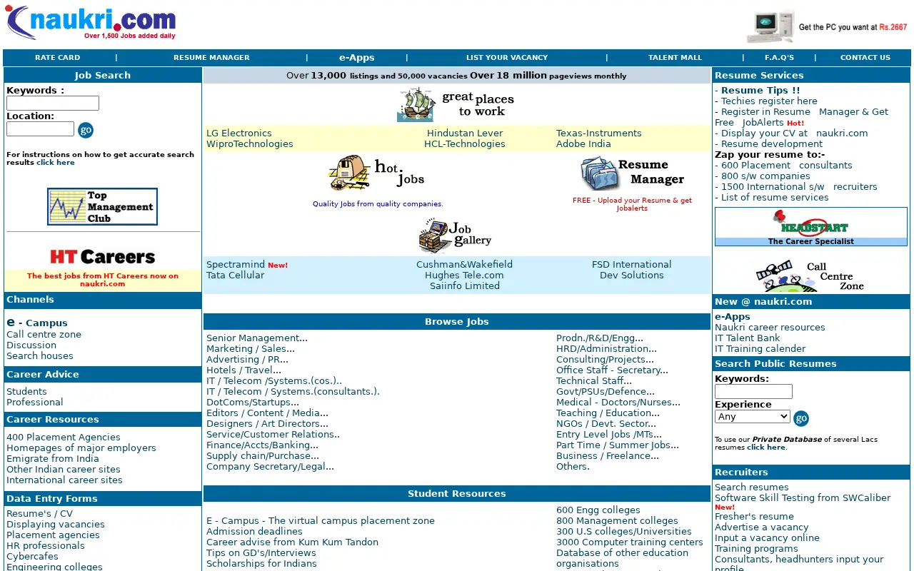 naukri.com in 2001