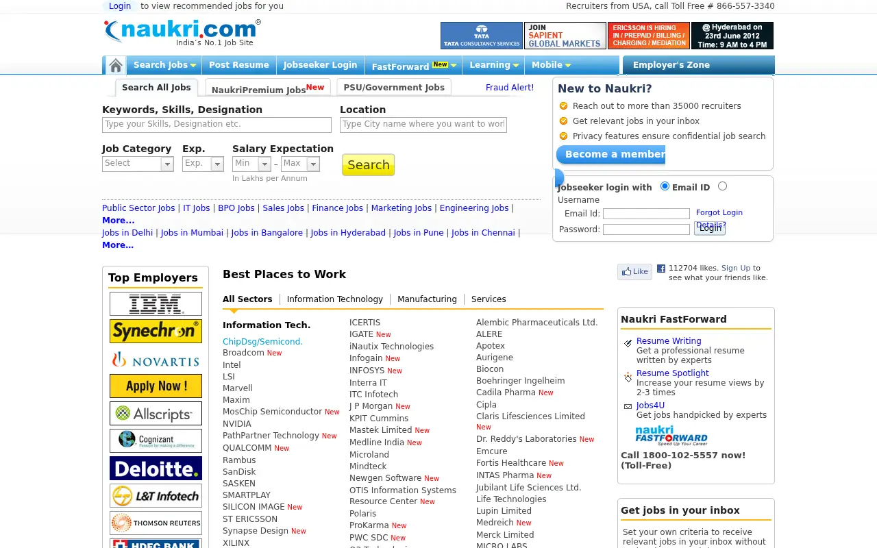 naukri.com in 2012