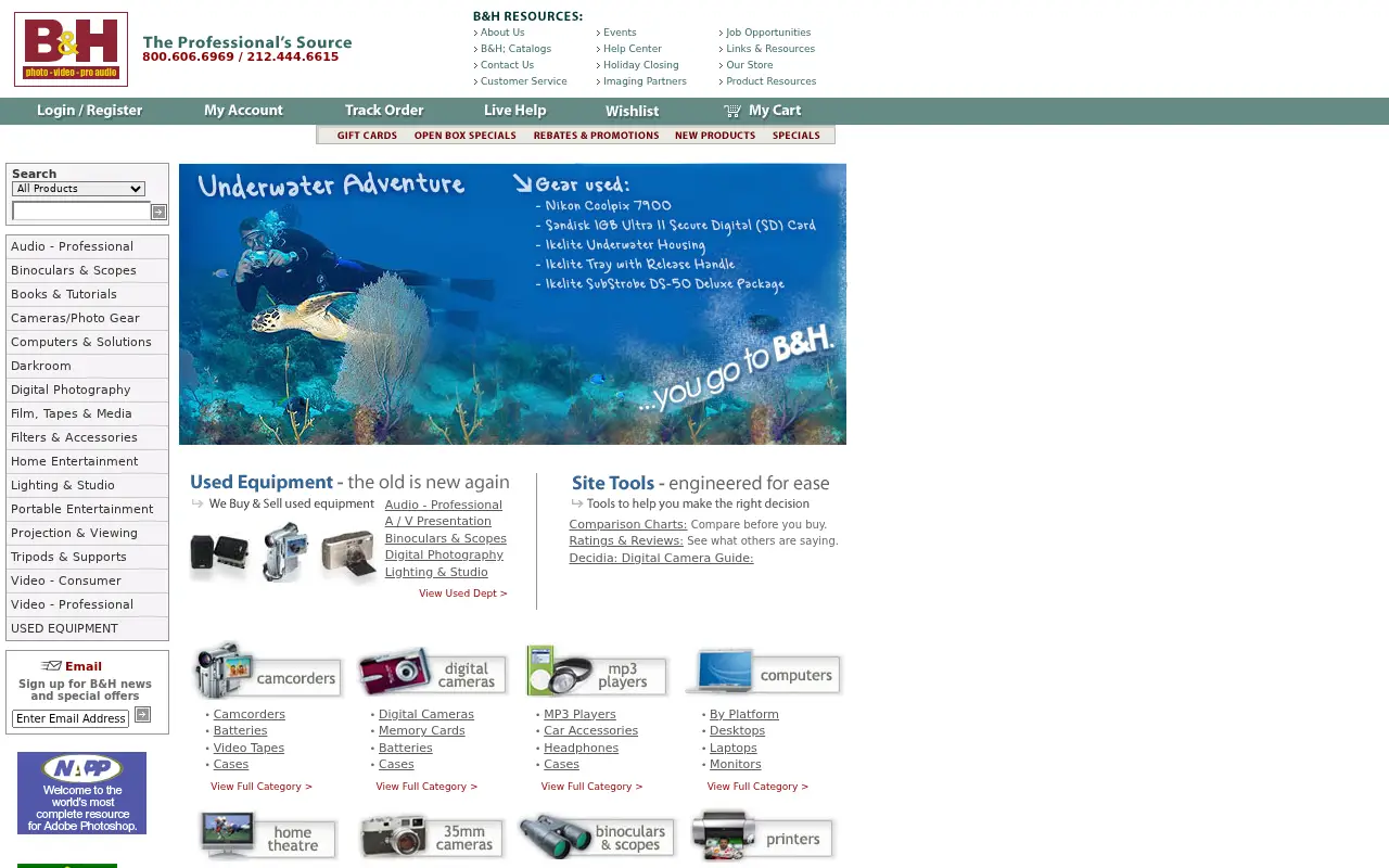 bhphotovideo.com in 2005