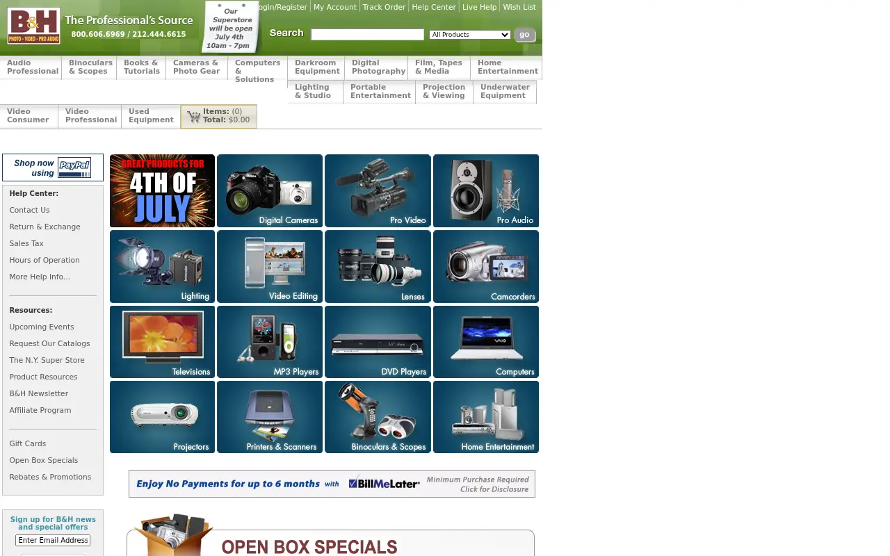 bhphotovideo.com in 2007