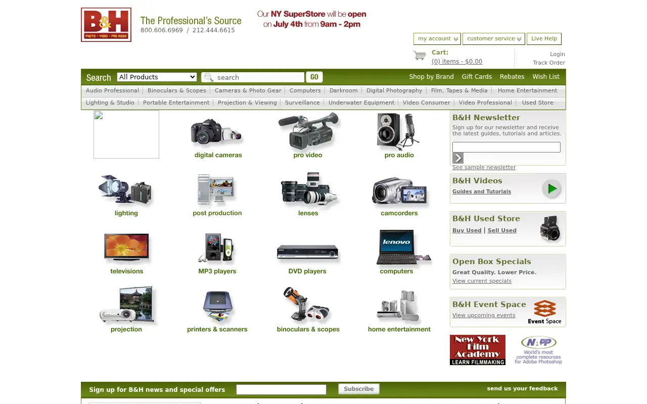 bhphotovideo.com in 2008