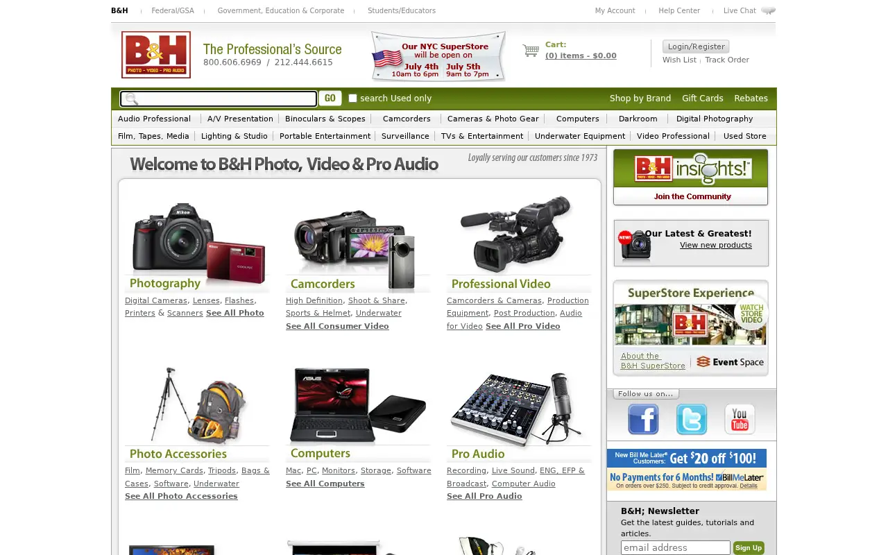 bhphotovideo.com in 2010