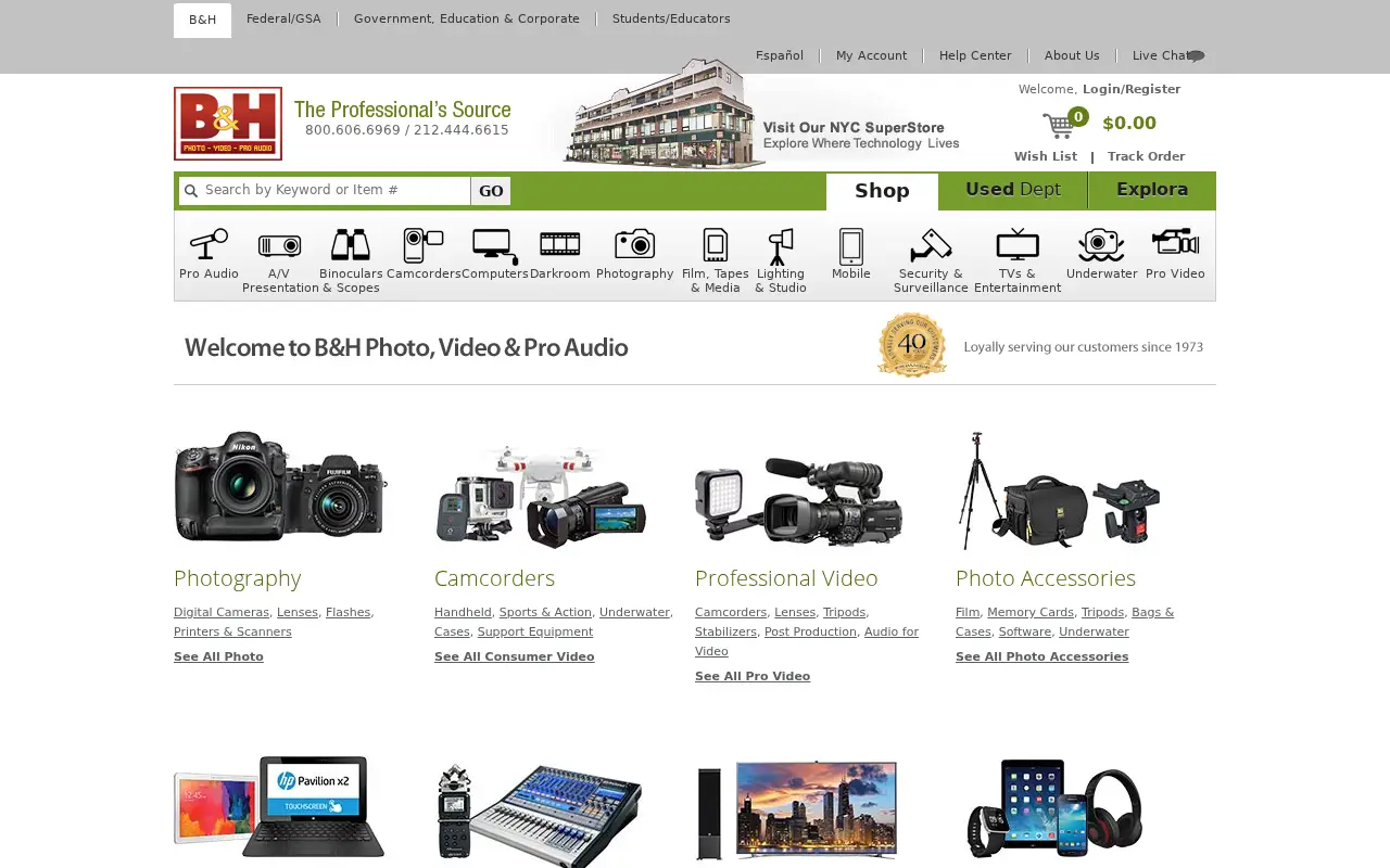 bhphotovideo.com in 2014