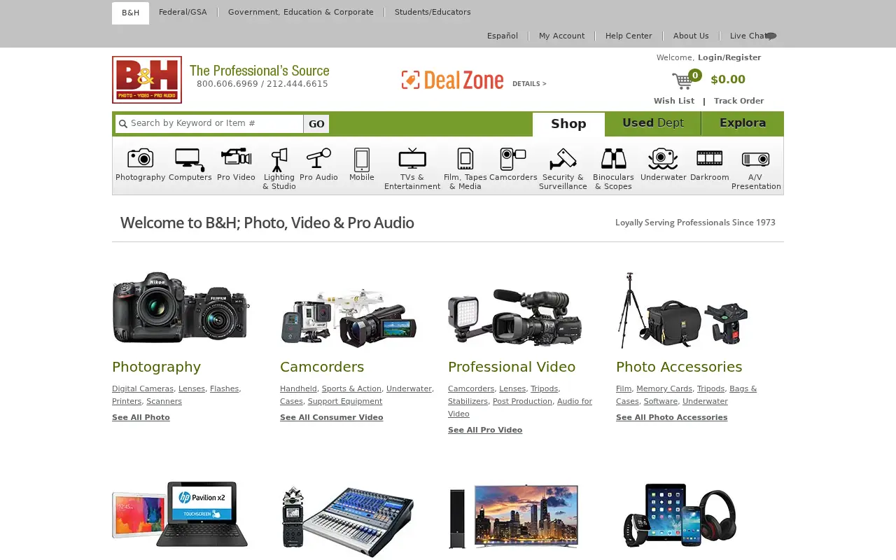 bhphotovideo.com in 2015