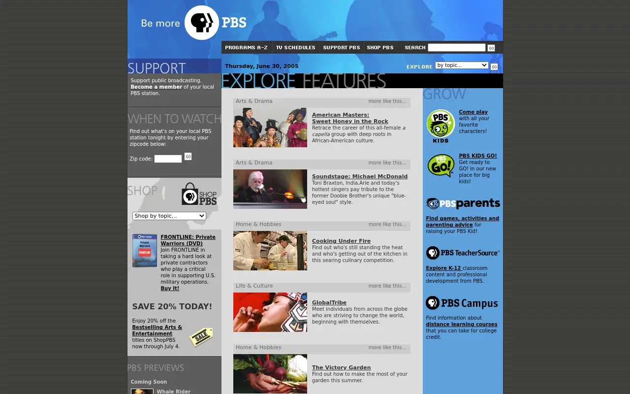 pbs.org in 2005