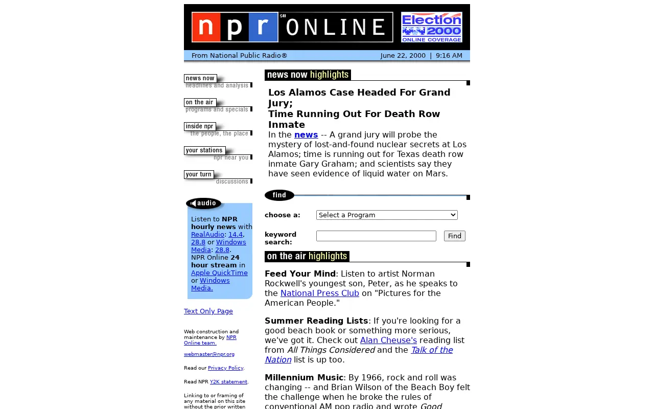 npr.org on June 22, 2000