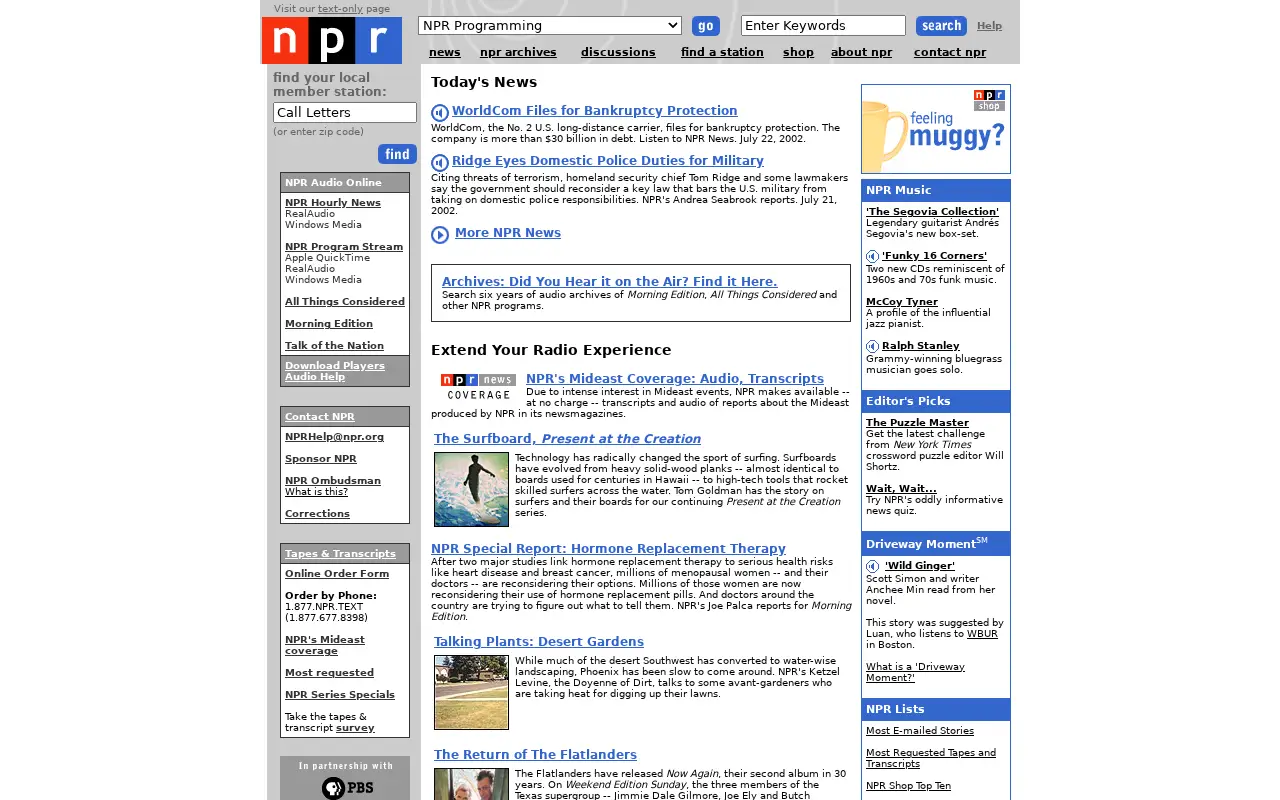 npr.org on July 22, 2002