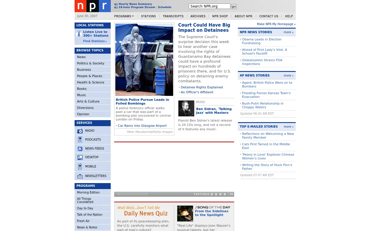 npr.org on June 30, 2007