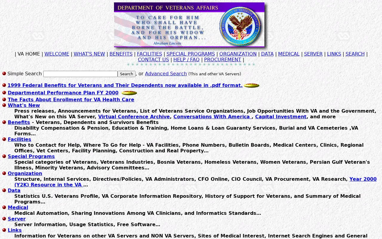 va.gov in 1999