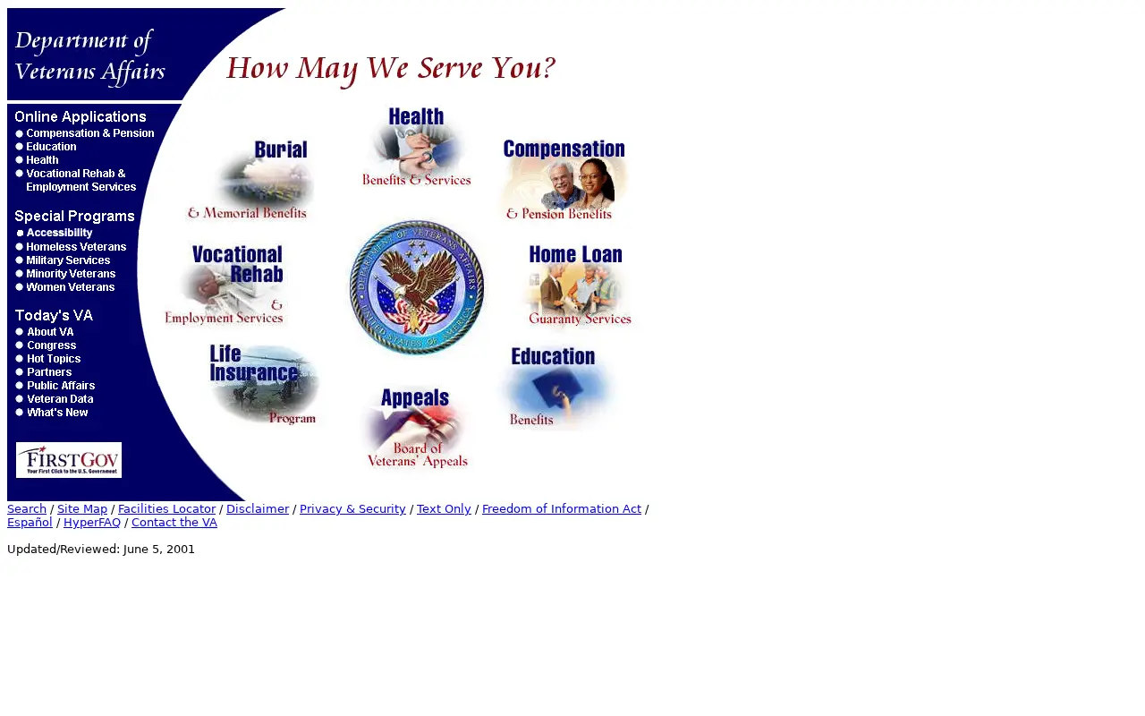 va.gov in 2001