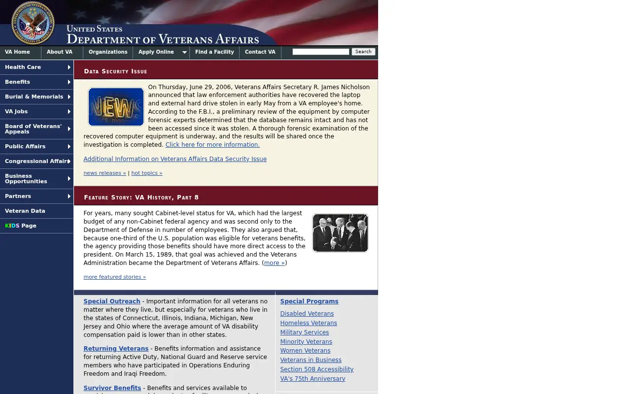 va.gov in 2006