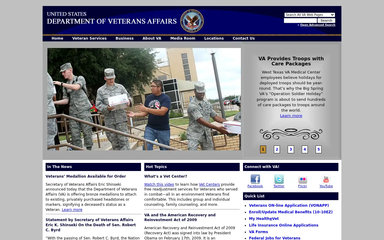 va.gov in 2010