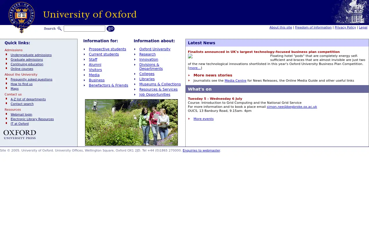 ox.ac.uk in 2005