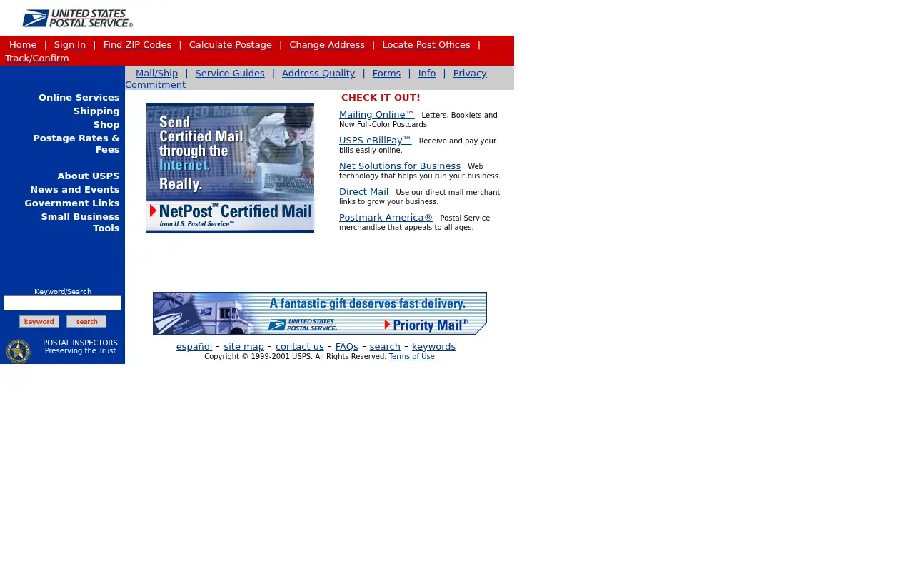 usps.com in 2001