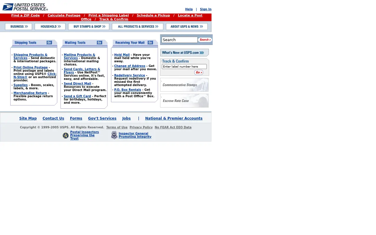 usps.com in 2005