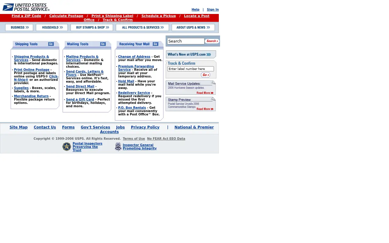 usps.com in 2006