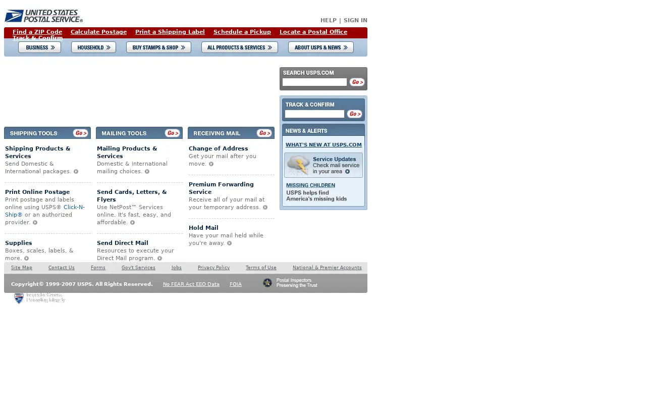 usps.com in 2007