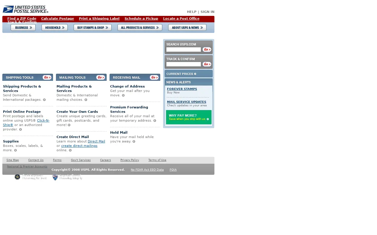usps.com in 2008