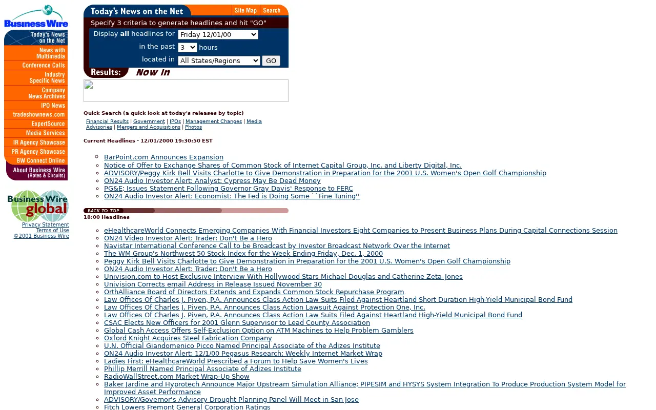 businesswire.com on June 29, 2001