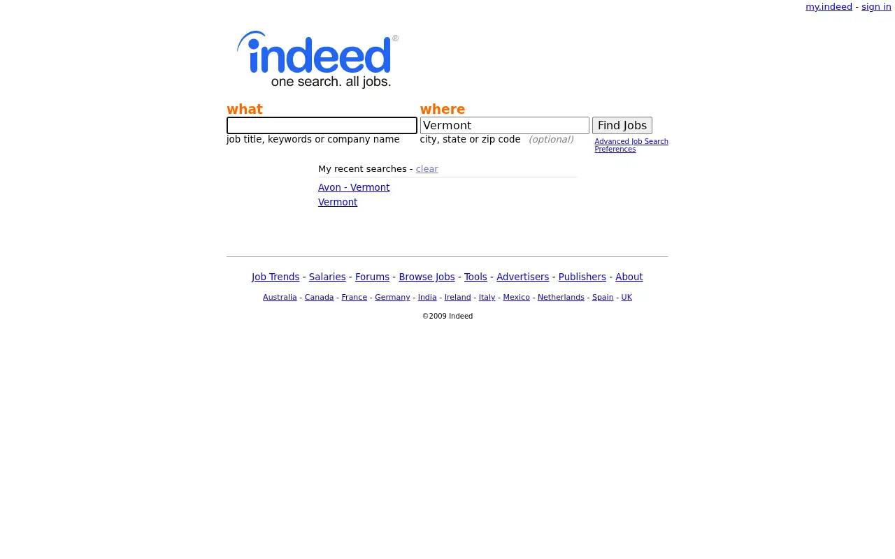 indeed.com in 2009
