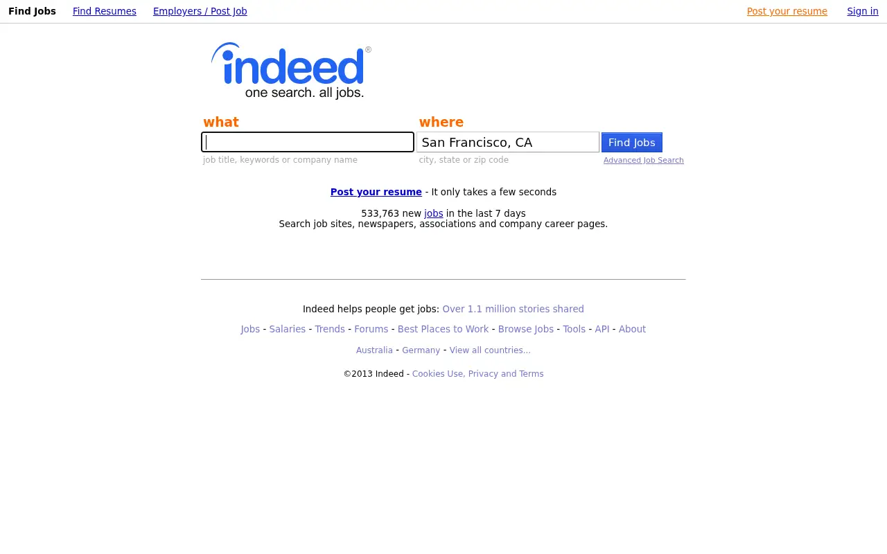 indeed.com in 2013