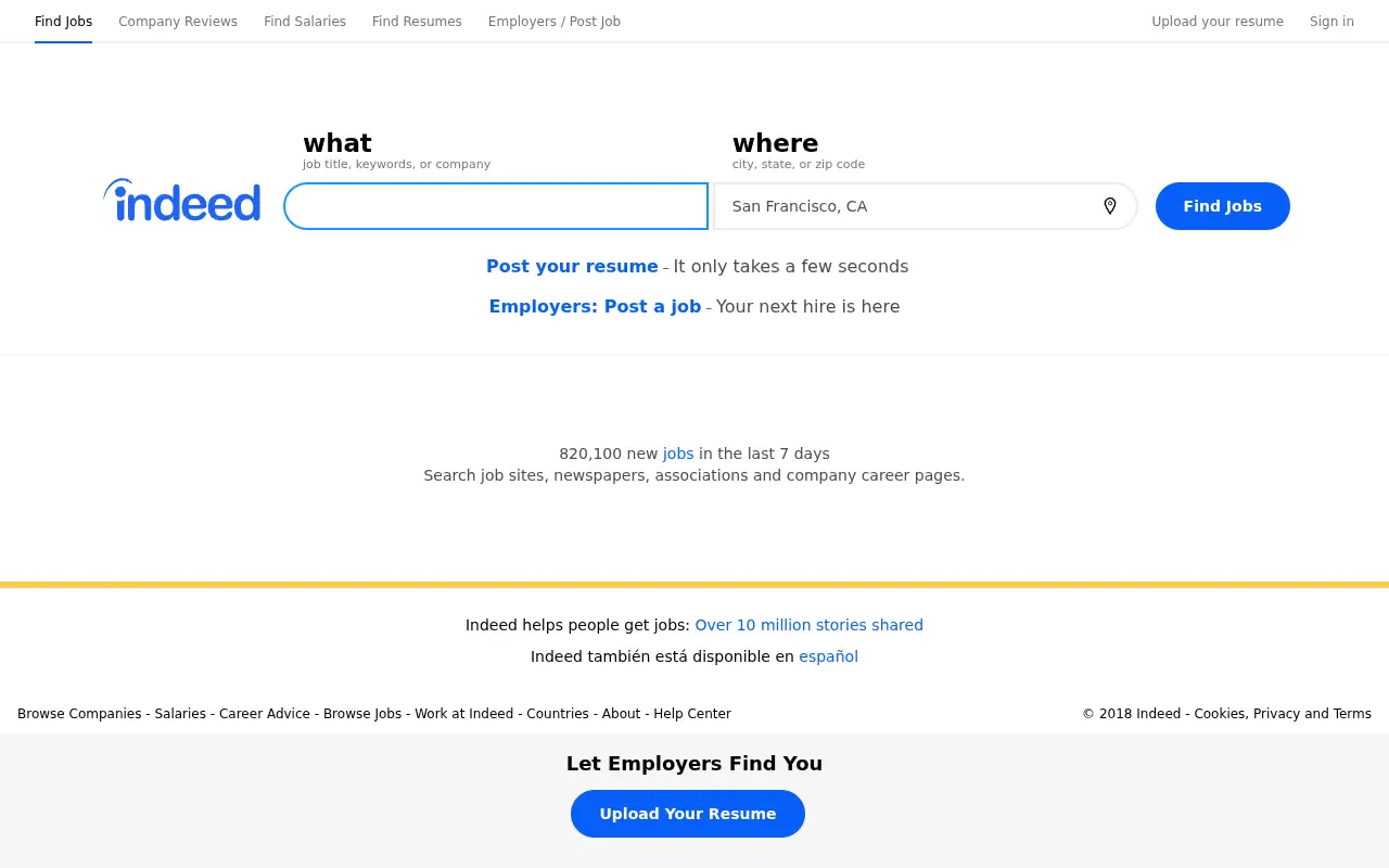 indeed.com in 2018