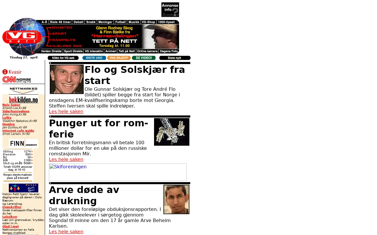 vg.no in 1999