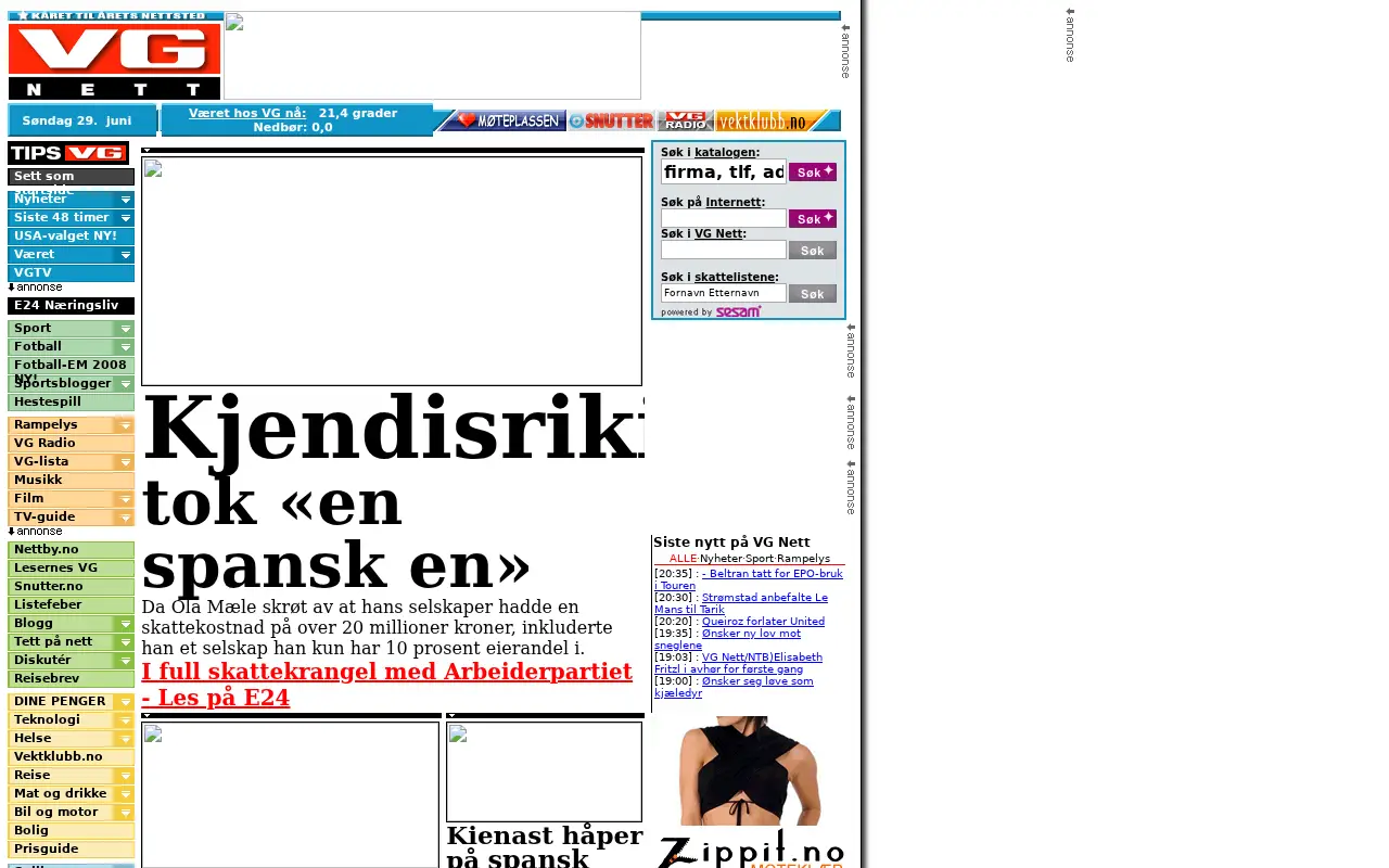 vg.no in 2008