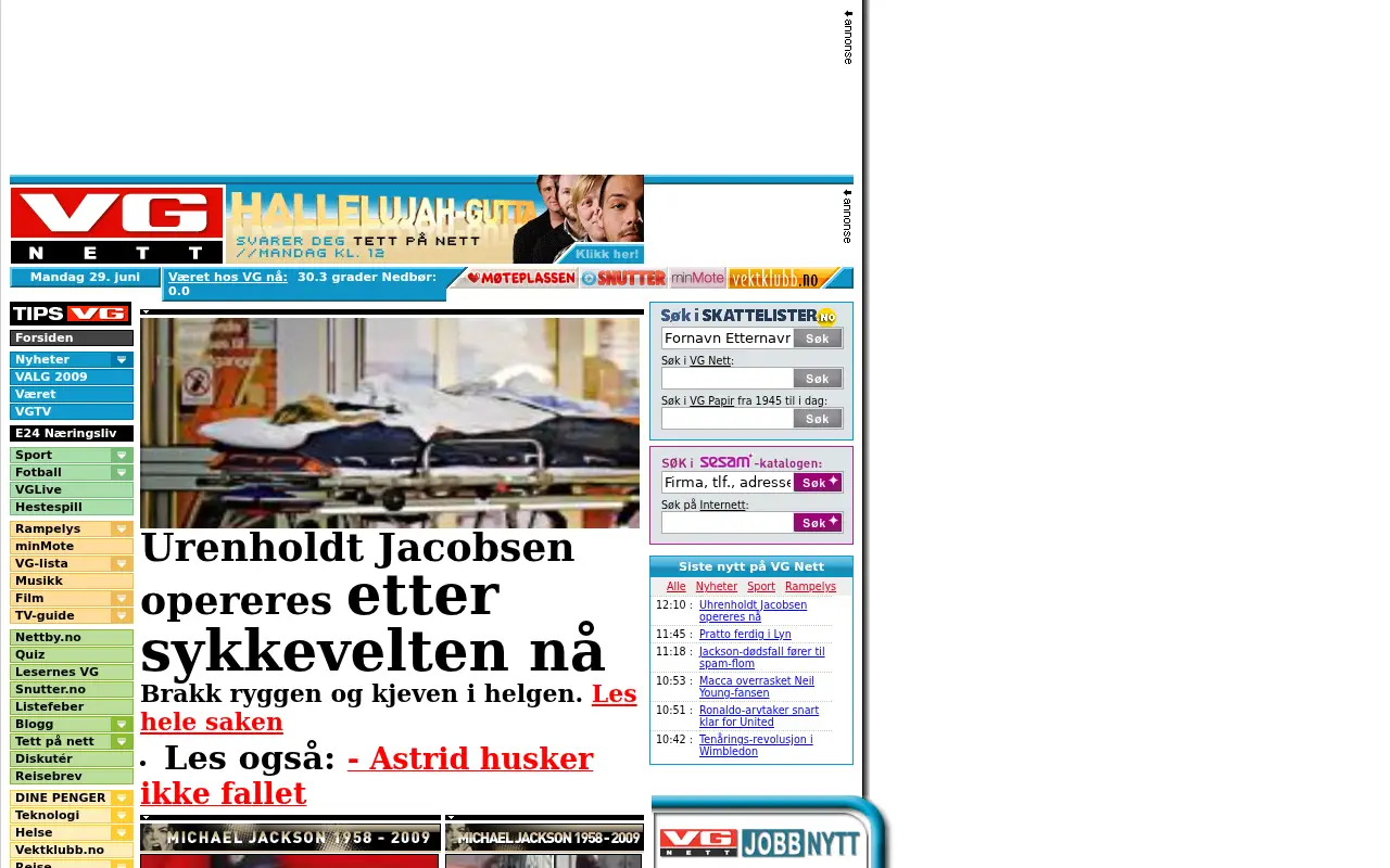 vg.no in 2009