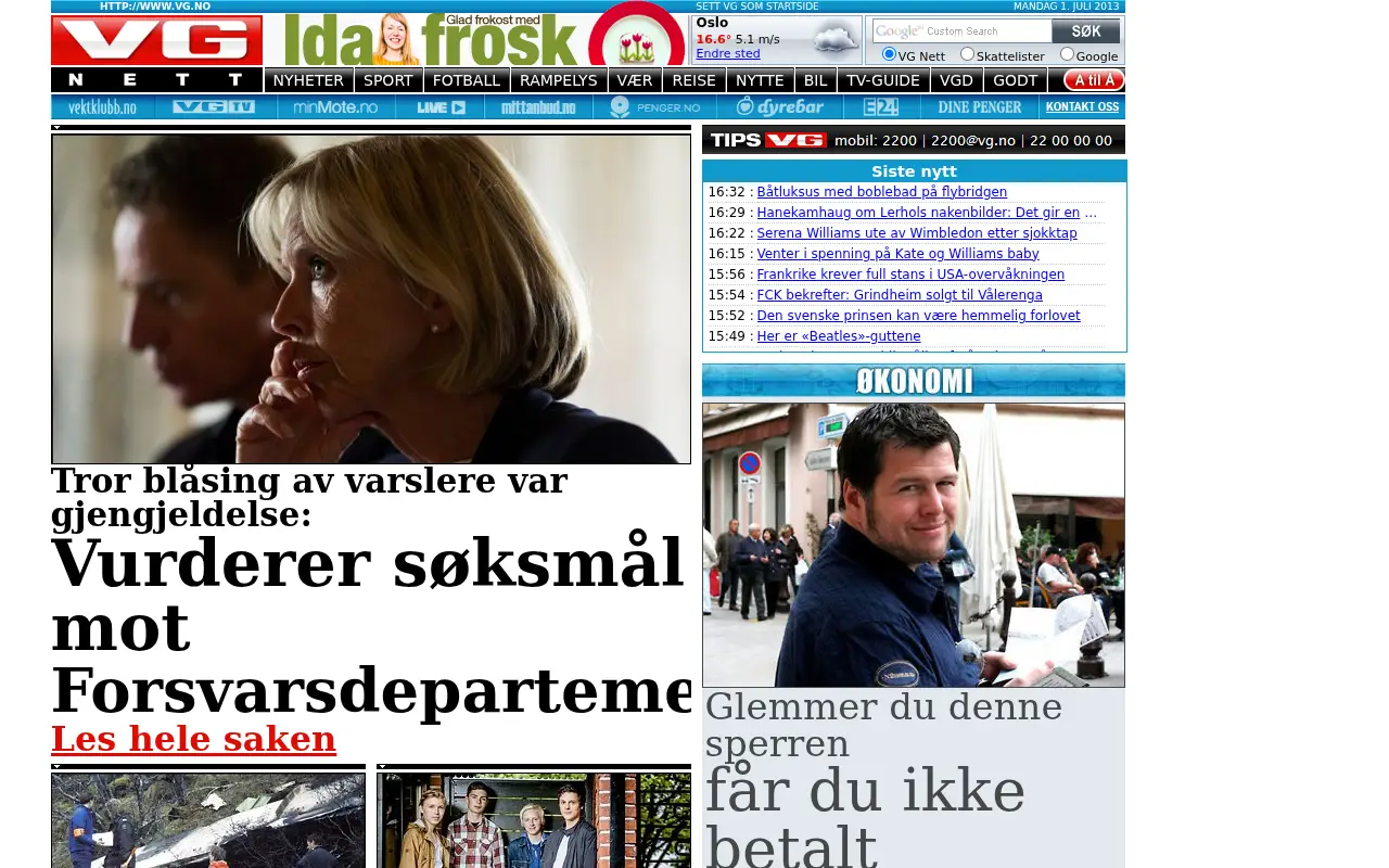 vg.no in 2013