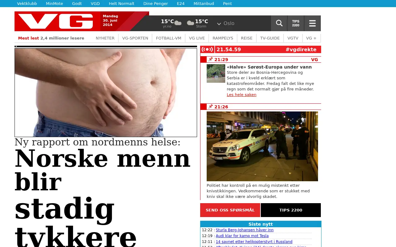 vg.no in 2014