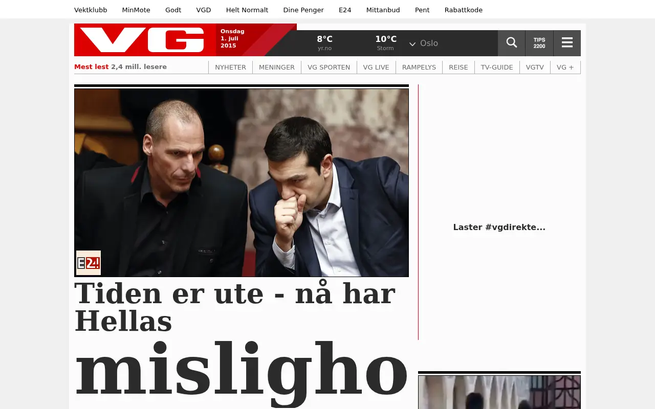 vg.no in 2015