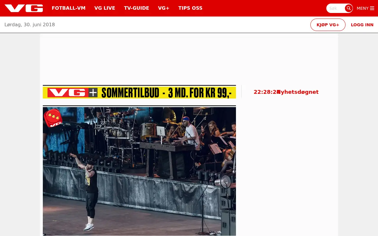 vg.no in 2018