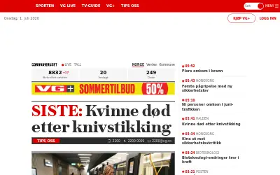 vg.no in 2020