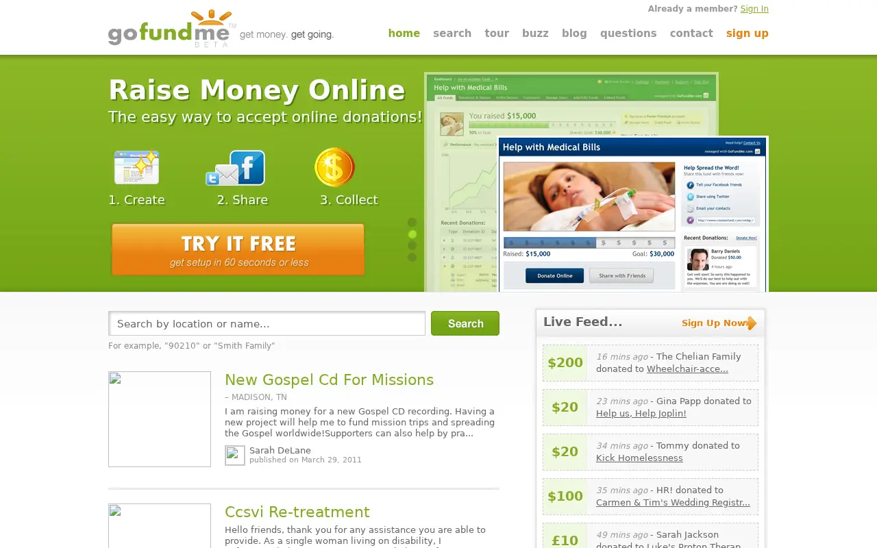 gofundme.com in 2011
