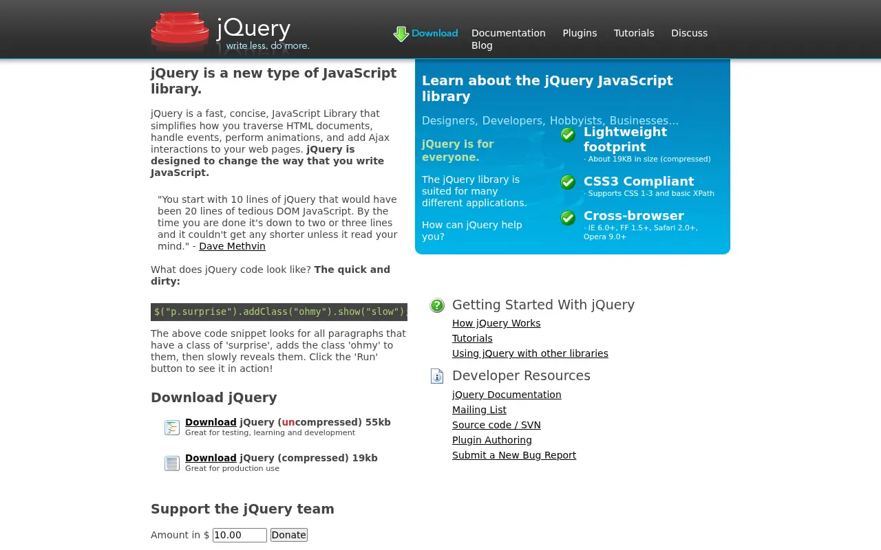 jquery.com in 2007