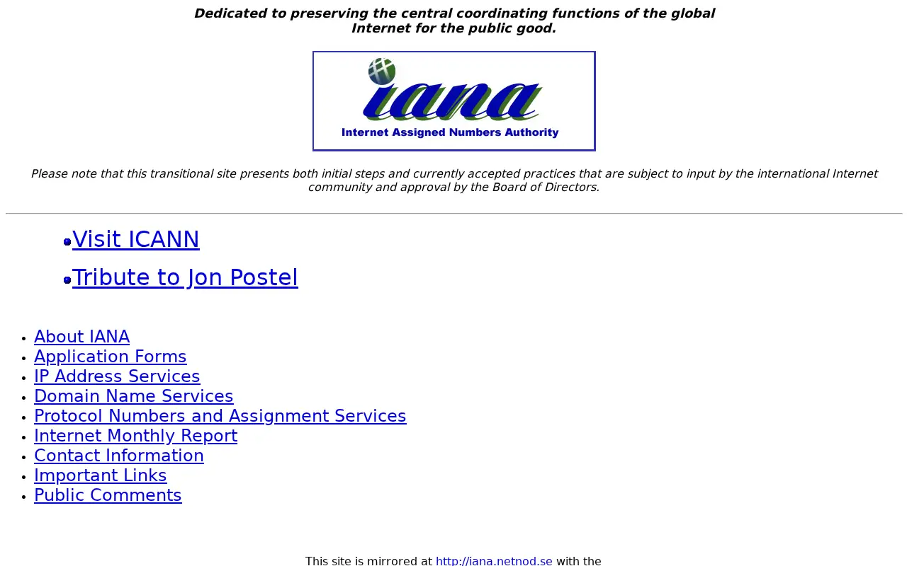 iana.org in 1999