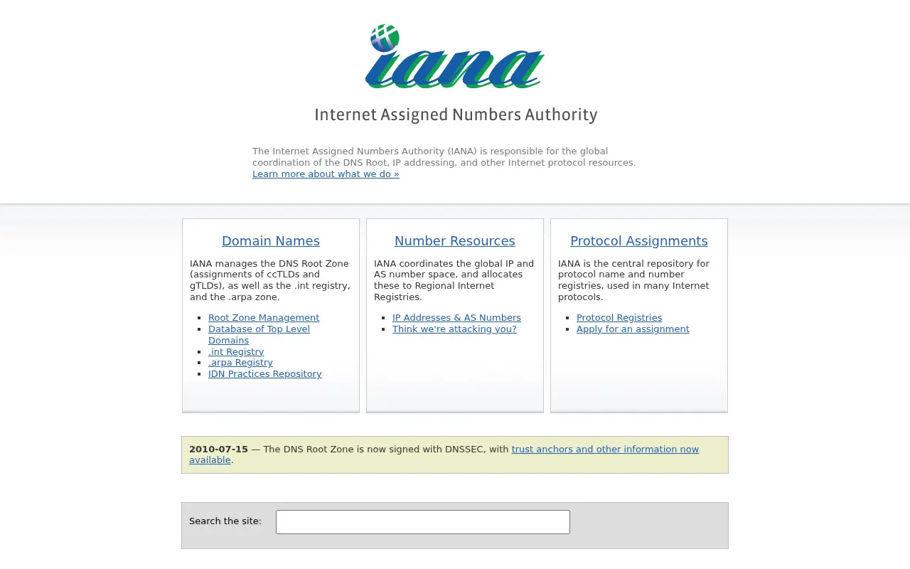 iana.org in 2011