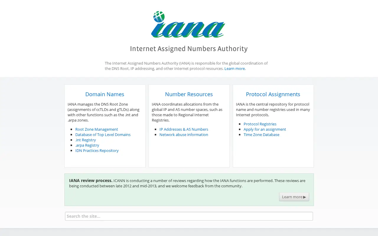 iana.org in 2013