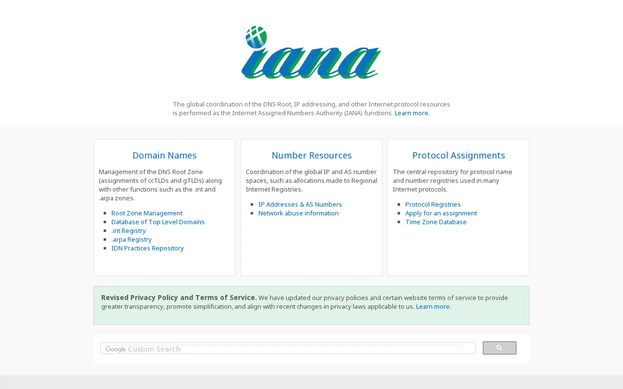 iana.org in 2018