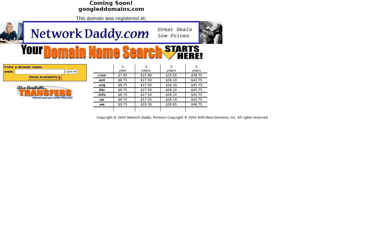 googledomains.com in 2003