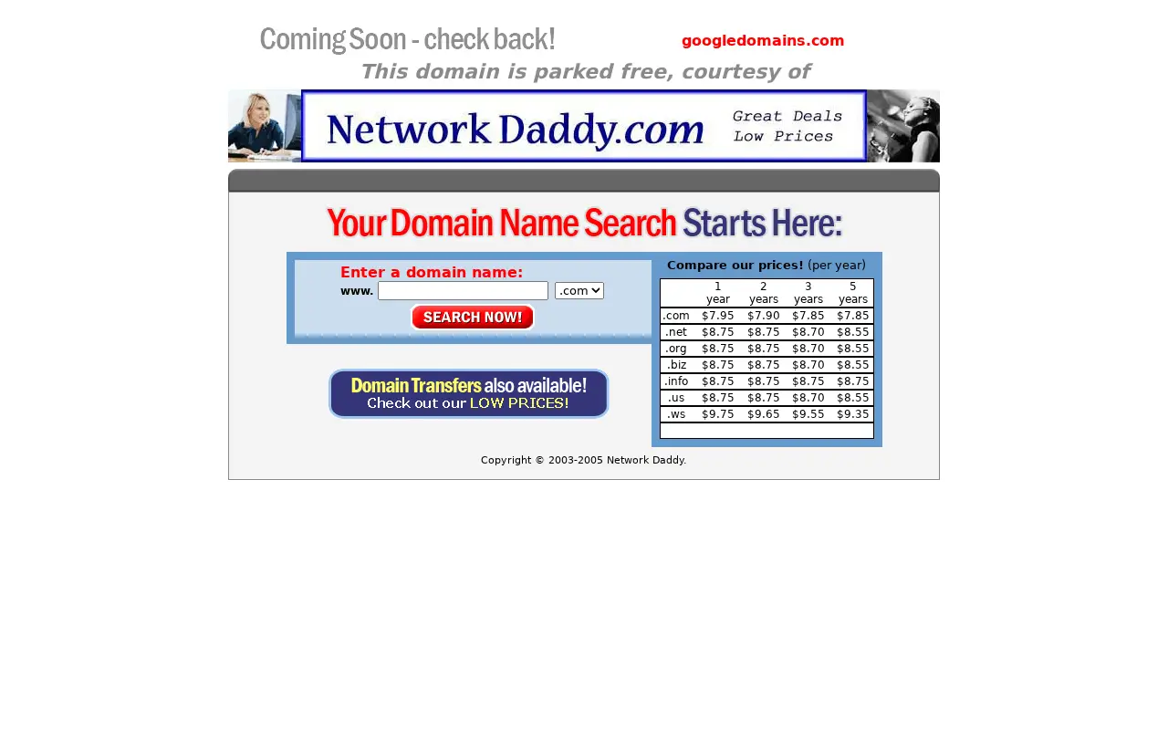 googledomains.com in 2005