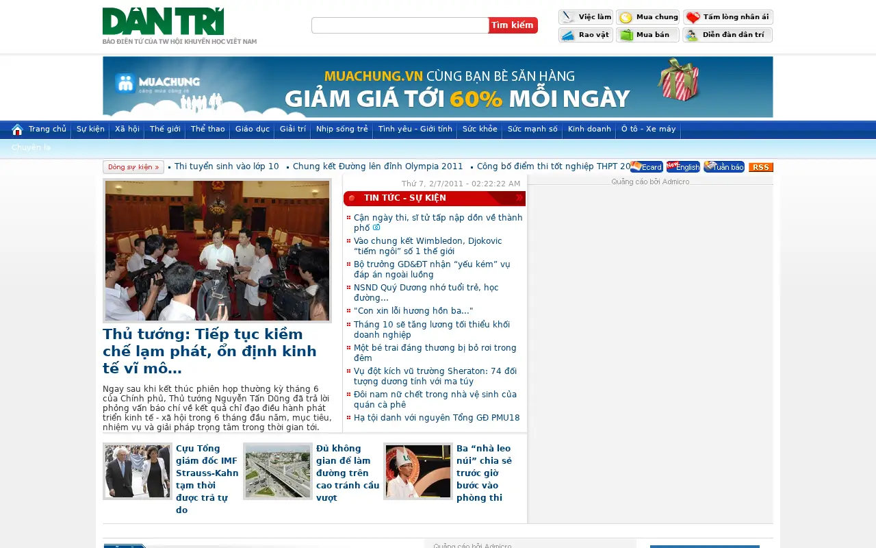 dantri.com.vn in 2011