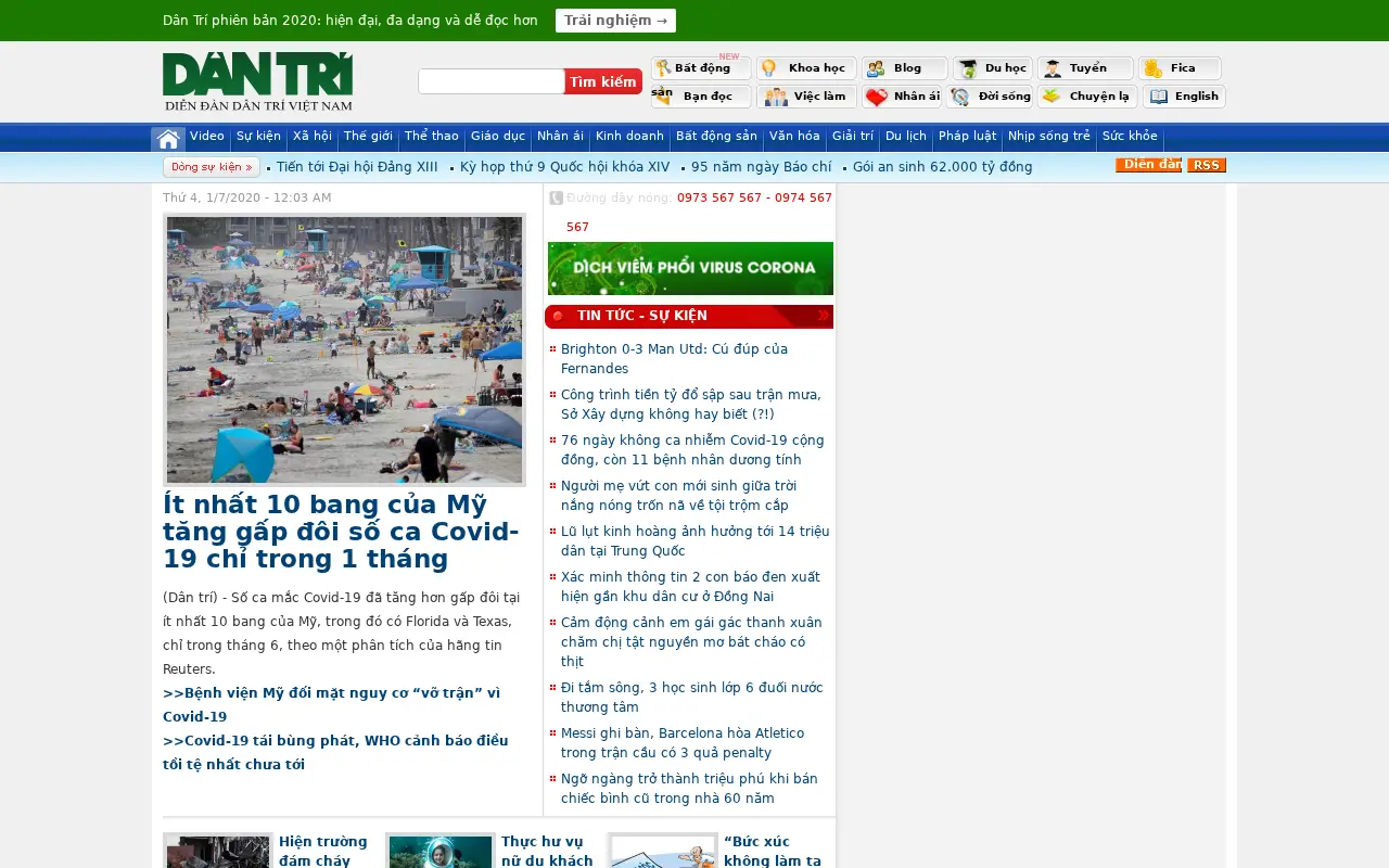 dantri.com.vn in 2020