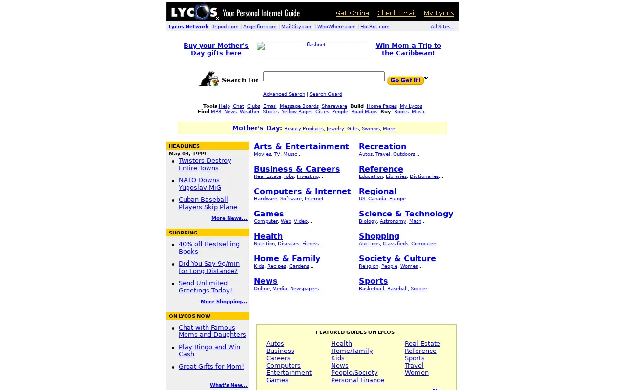 lycos.com in 1999